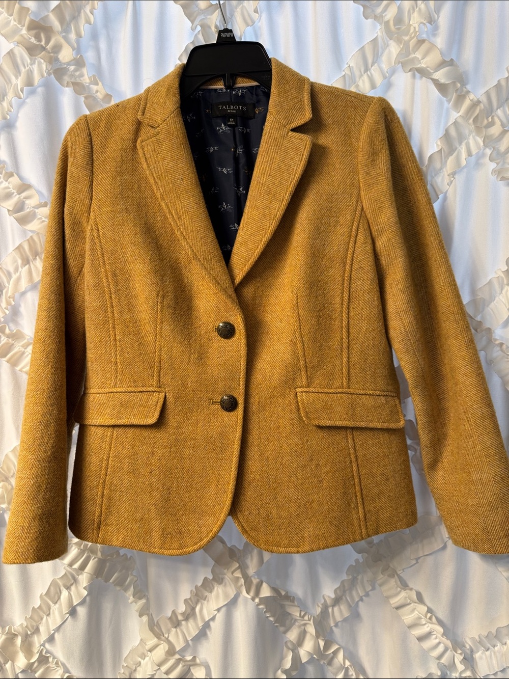Talbots Mustard-Yellow Wool-Blend Tailored Blazer